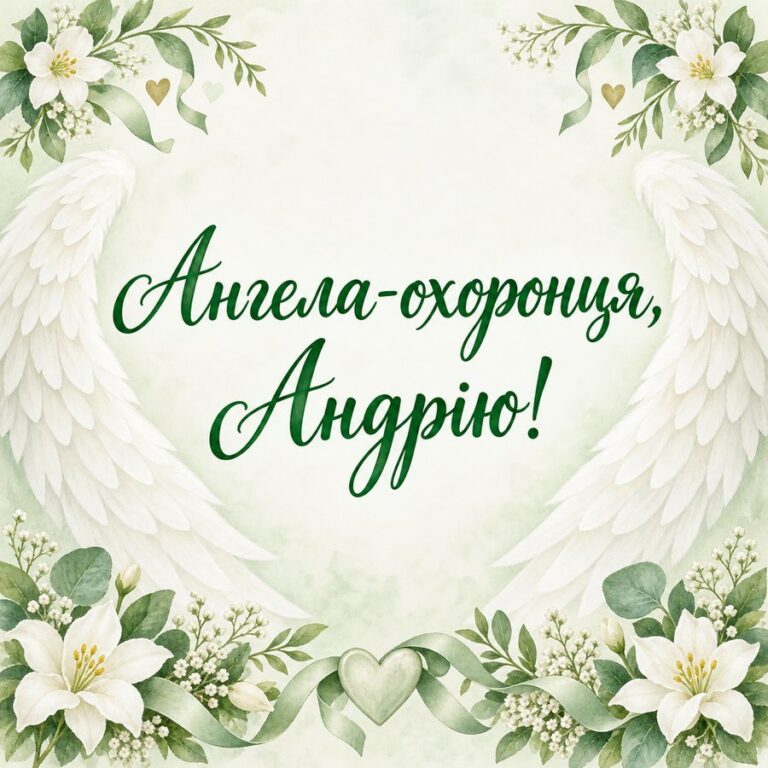 Ангела-охоронця, Андрію! - листівка з привітанням з Днем ангела Андрія