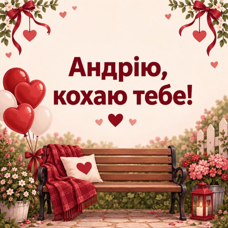 Андрію, кохаю тебе! - листівка з привітанням з Днем ангела Андрія