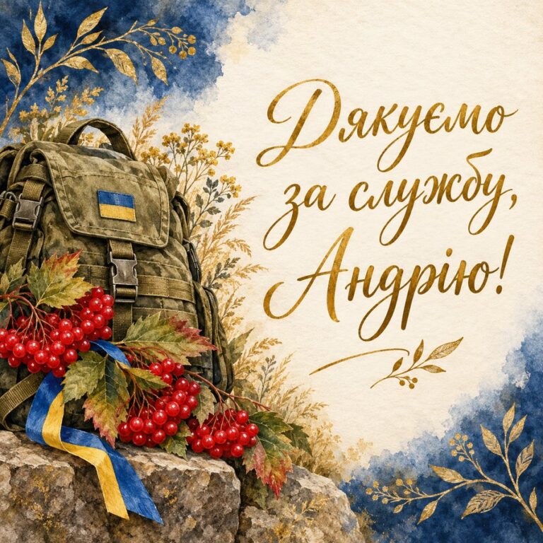 Дякуємо за службу, Андрію! - листівка з привітанням з Днем ангела Андрія