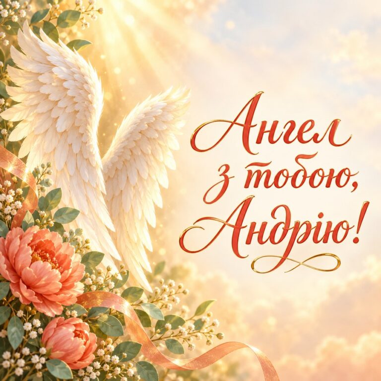 Ангел з тобою, Андрію! - листівка з привітанням з Днем ангела Андрія