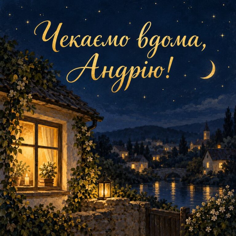 Чекаємо вдома, Андрію! - листівка з привітанням з Днем ангела Андрія
