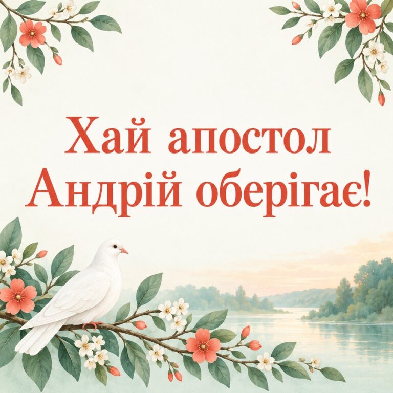 Хай апостол Андрій оберігає! - листівка з привітанням з Днем ангела Андрія