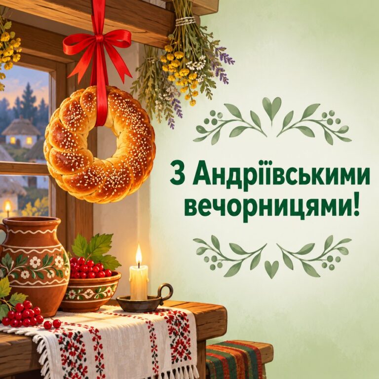 З Андріївськими вечорницями! - листівка з привітанням з Днем ангела Андрія