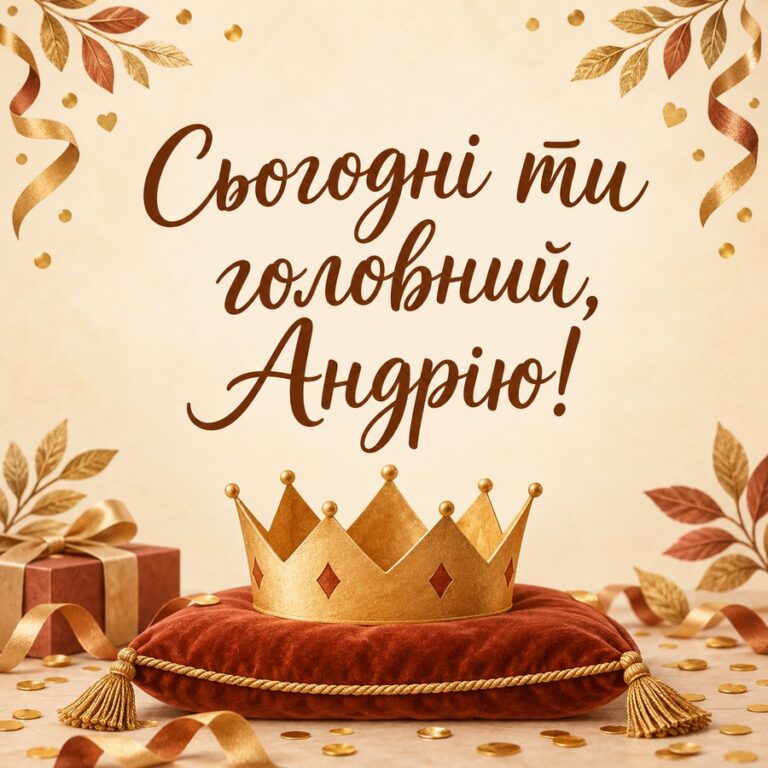 Сьогодні ти головний, Андрію! - листівка з привітанням з Днем ангела Андрія