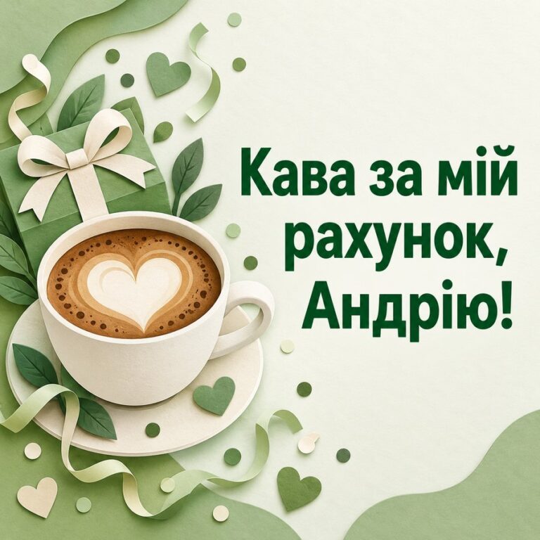 Кава за мій рахунок, Андрію! - листівка з привітанням з Днем ангела Андрія