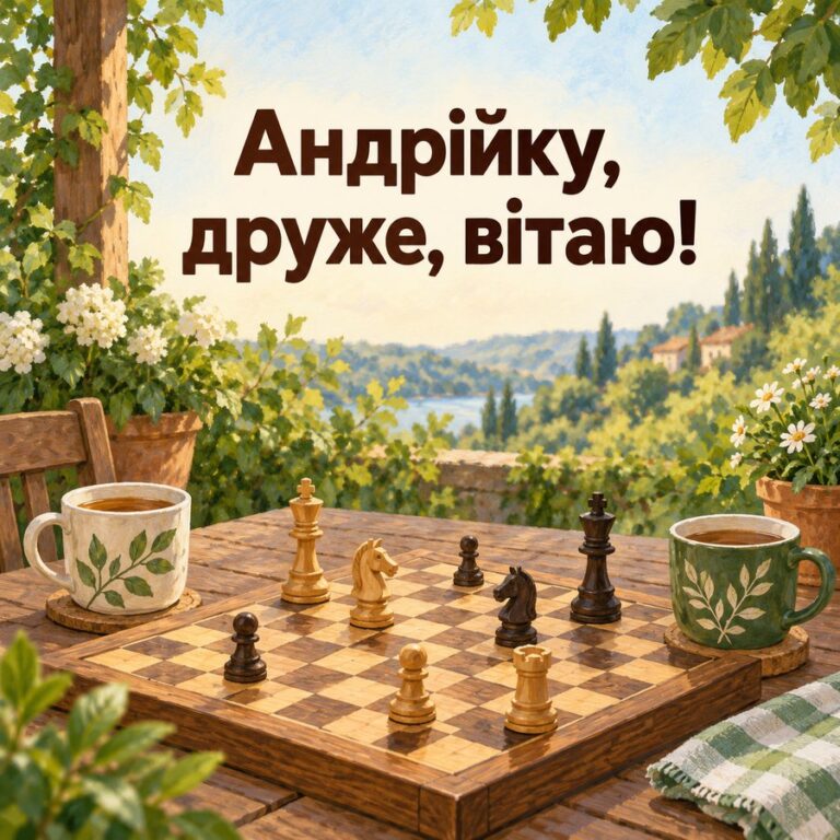 Андрійку, друже, вітаю! - листівка з привітанням з днем народження Андрію