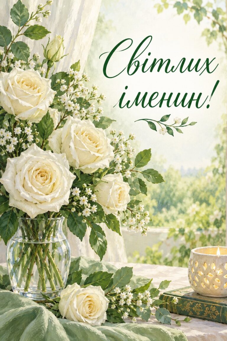 Світлих іменин! - листівка з привітанням з Днем ангела