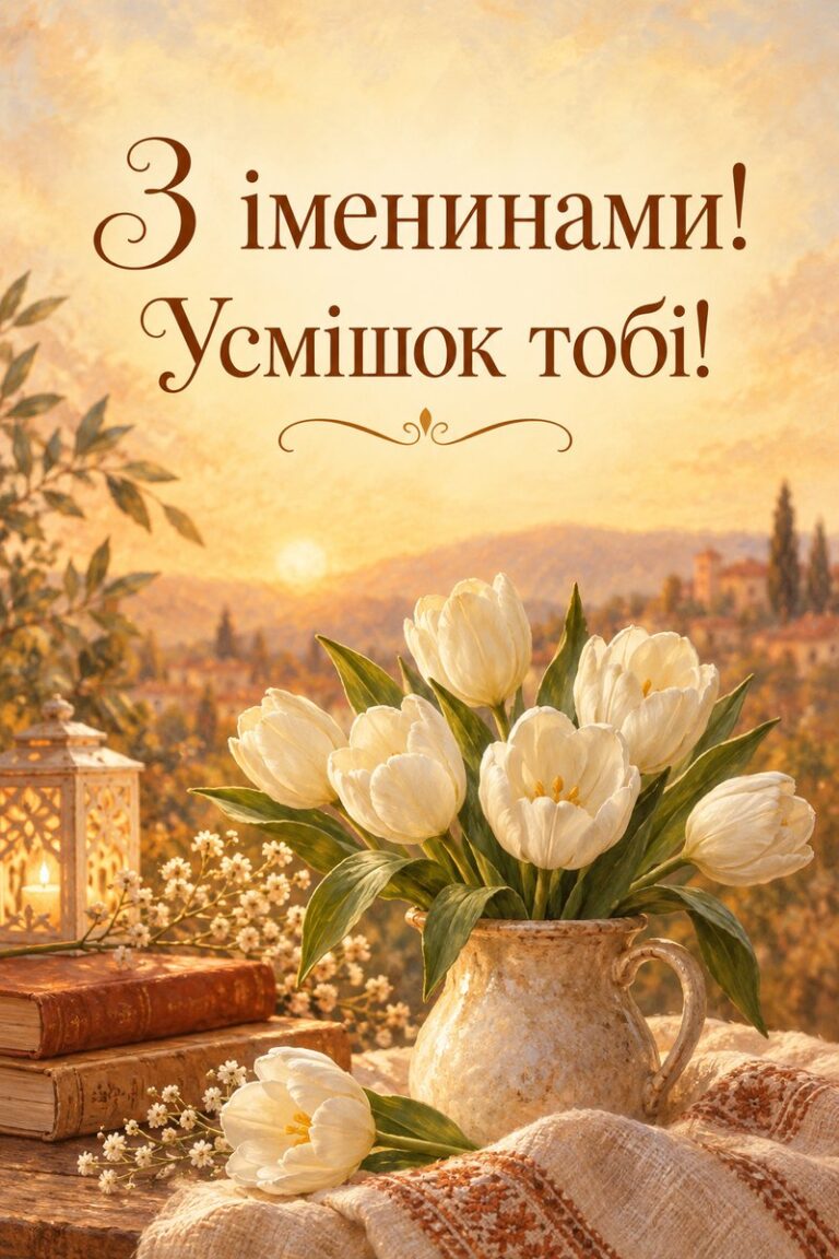 З іменинами! Усмішок тобі! - листівка з привітанням з Днем ангела