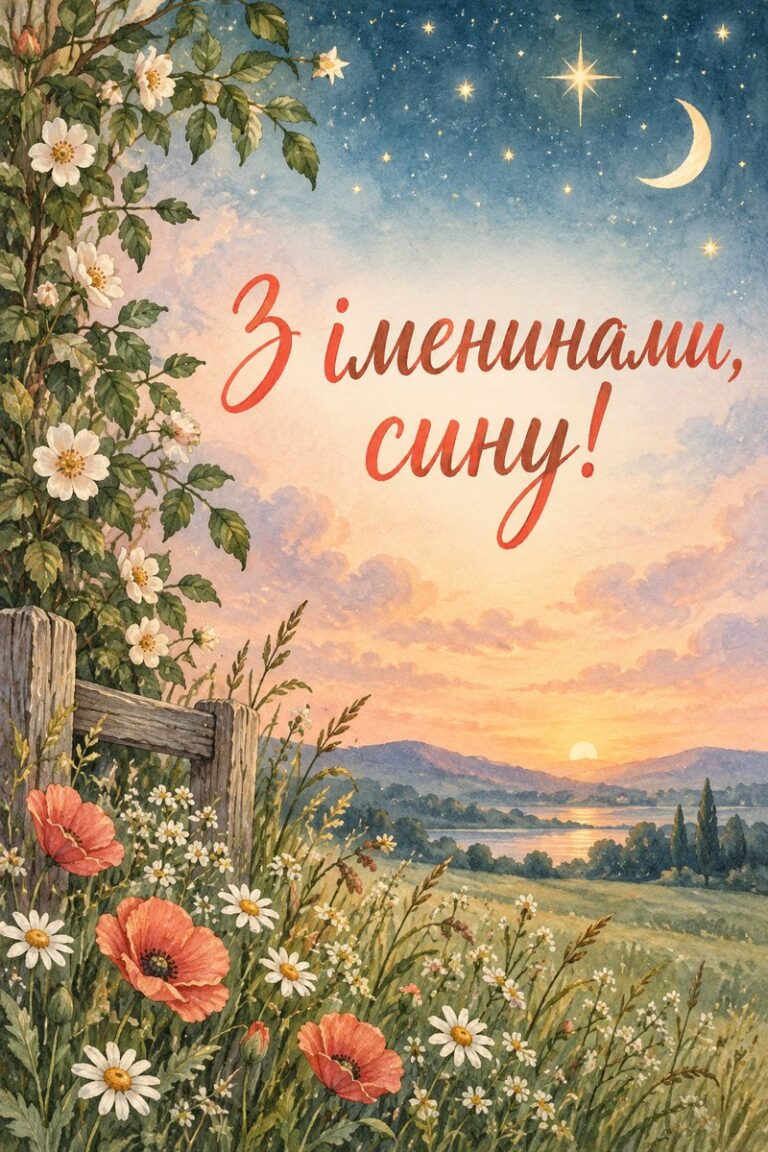 З іменинами, сину! - листівка з привітанням з Днем ангела