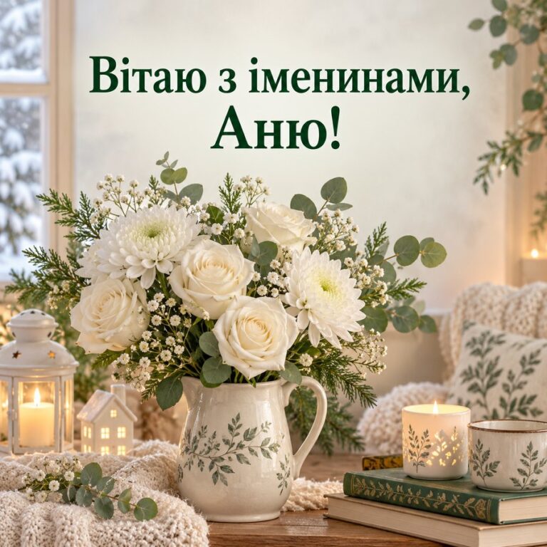 Вітаю з іменинами, Аню! - листівка з привітанням з Днем ангела Анни