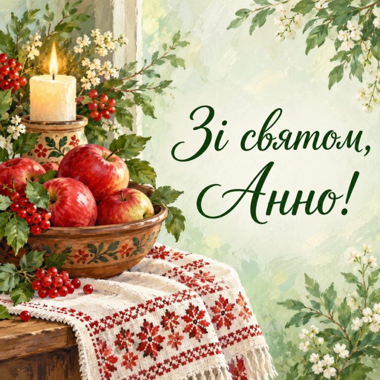 Зі святом, Анно! - листівка з привітанням з Днем ангела Анни