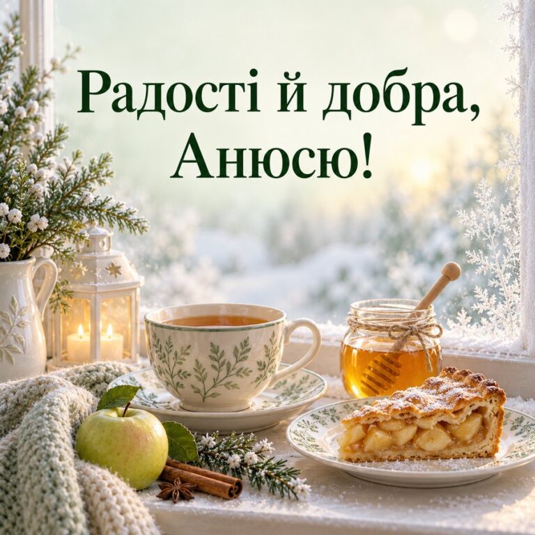 Радості й добра, Анюсю! - листівка з привітанням з Днем ангела Анни