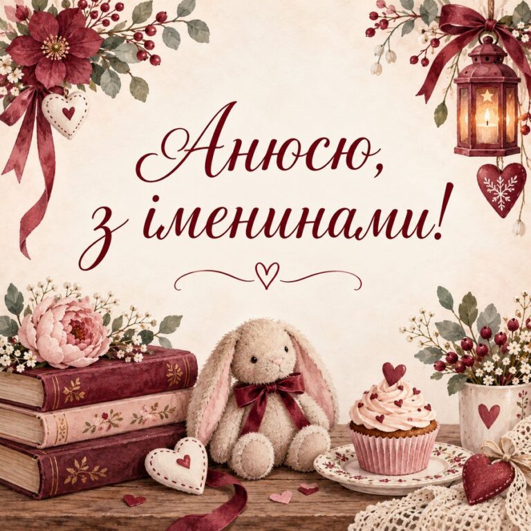 Анюсю, з іменинами! - листівка з привітанням з Днем ангела Анни