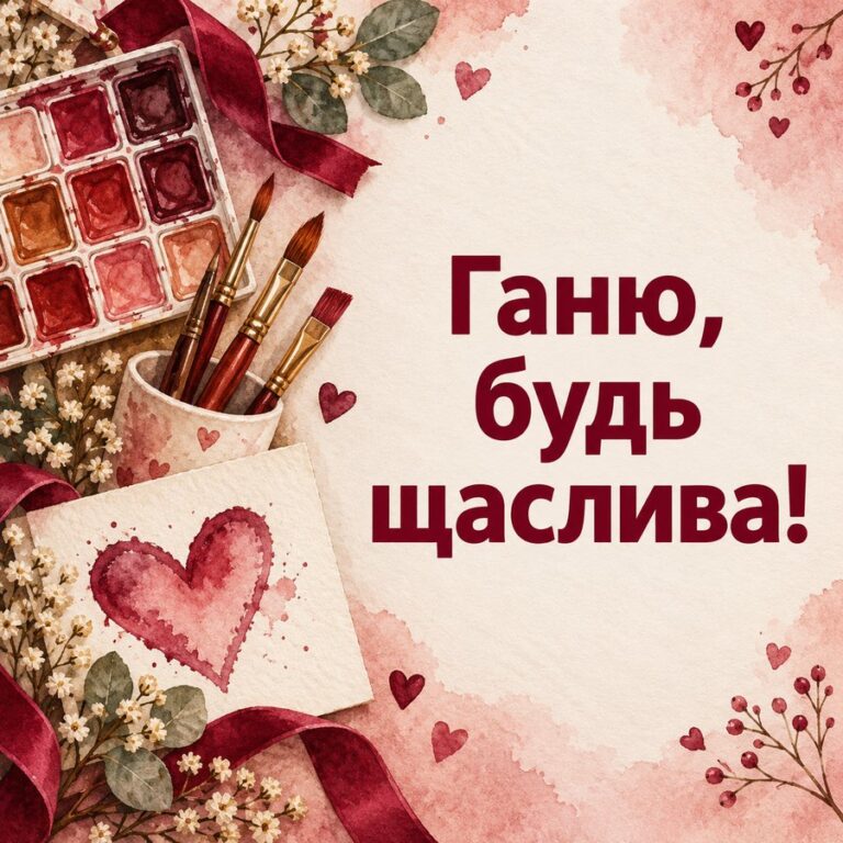 Ганю, будь щаслива! - листівка з привітанням з Днем ангела Анни