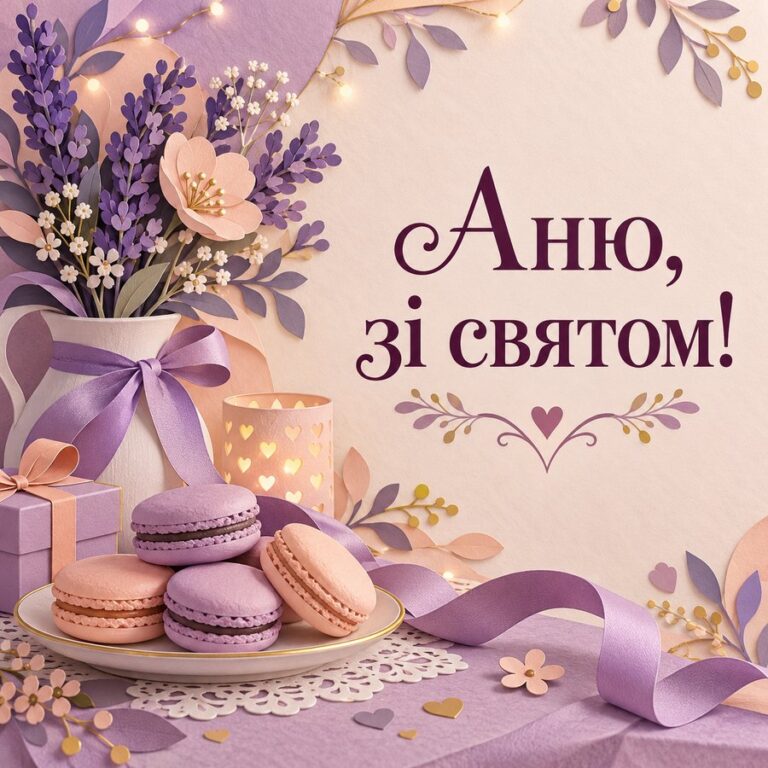 Аню, зі святом! - листівка з привітанням з Днем ангела Анни