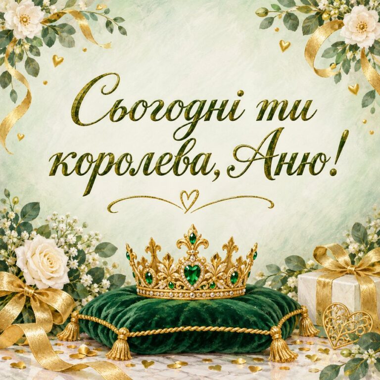 Сьогодні ти королева, Аню! - листівка з привітанням з Днем ангела Анни