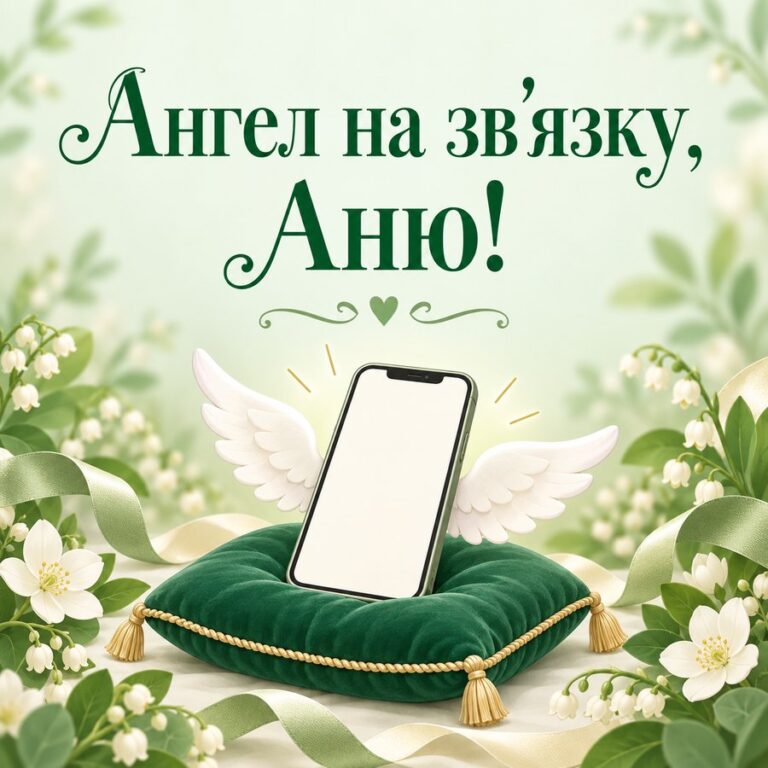 Ангел на звʼязку, Аню! - листівка з привітанням з Днем ангела Анни