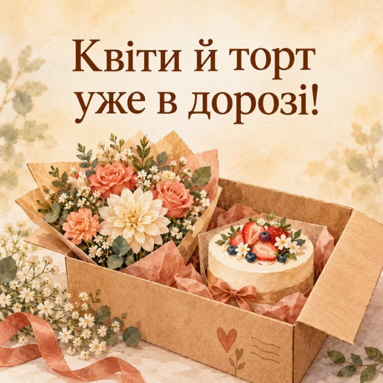 Квіти й торт уже в дорозі! - листівка з привітанням з Днем ангела Анни