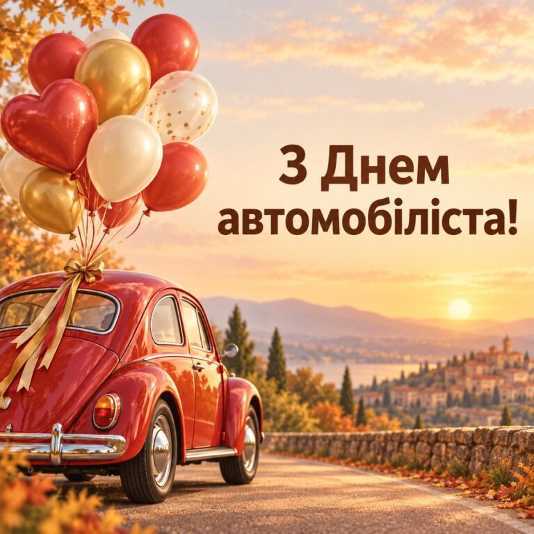 З Днем автомобіліста! - листівка з привітанням з Днем автомобіліста
