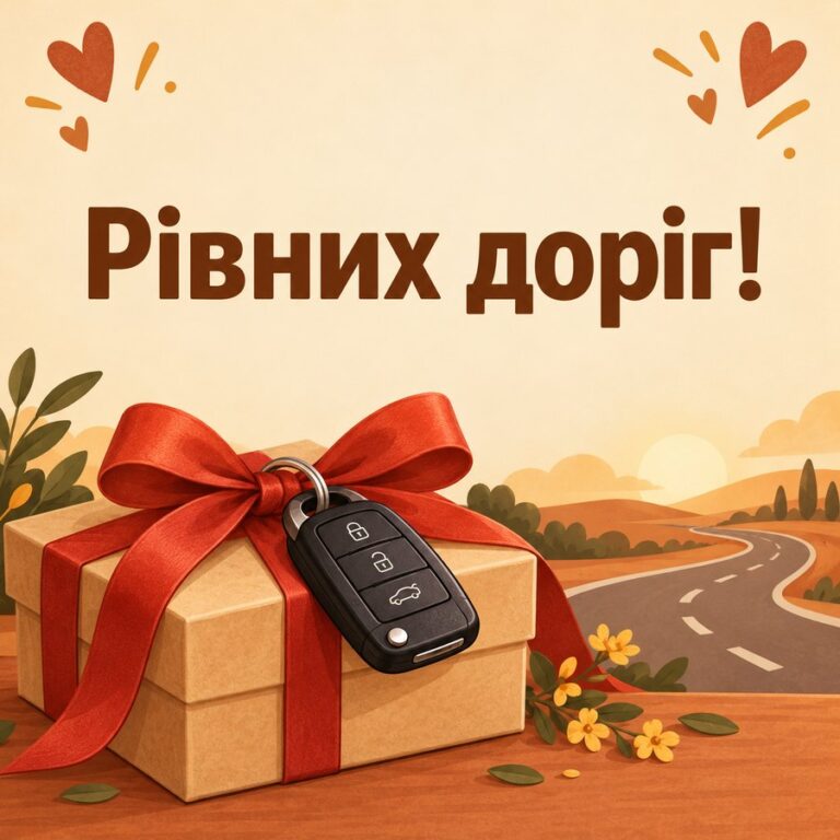 Рівних доріг! - листівка з привітанням з Днем автомобіліста
