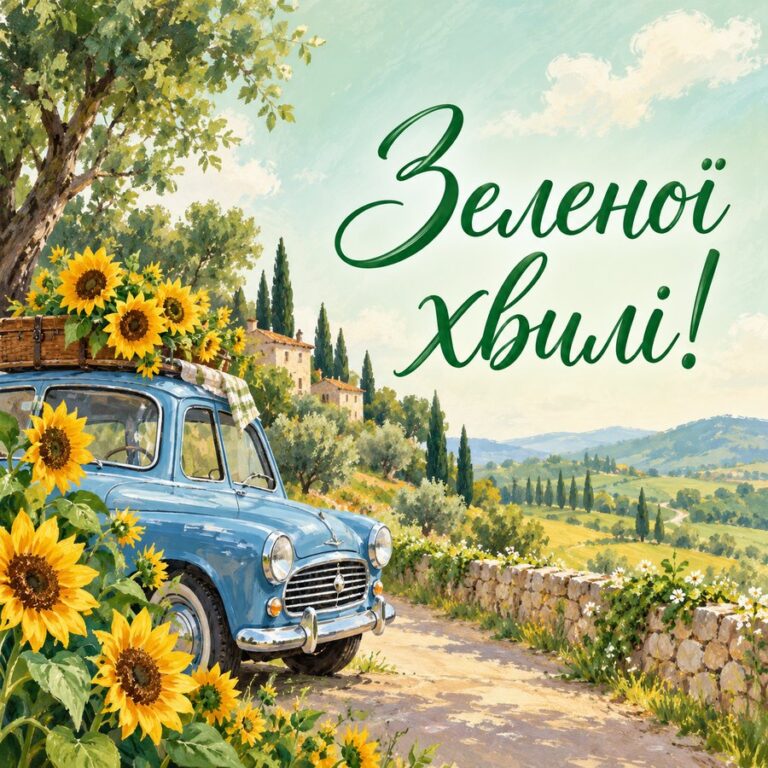 Зеленої хвилі! - листівка з привітанням з Днем автомобіліста