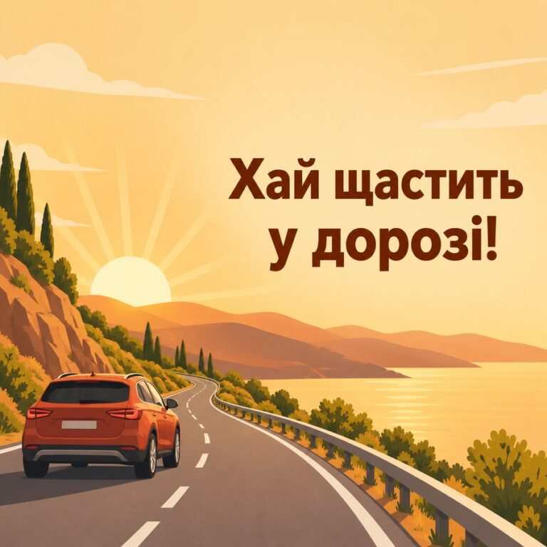 Хай щастить у дорозі! - листівка з привітанням з Днем автомобіліста