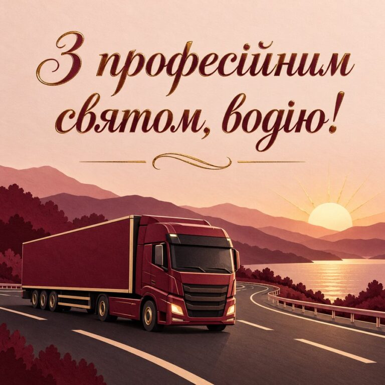 З професійним святом, водію! - листівка з привітанням з Днем автомобіліста