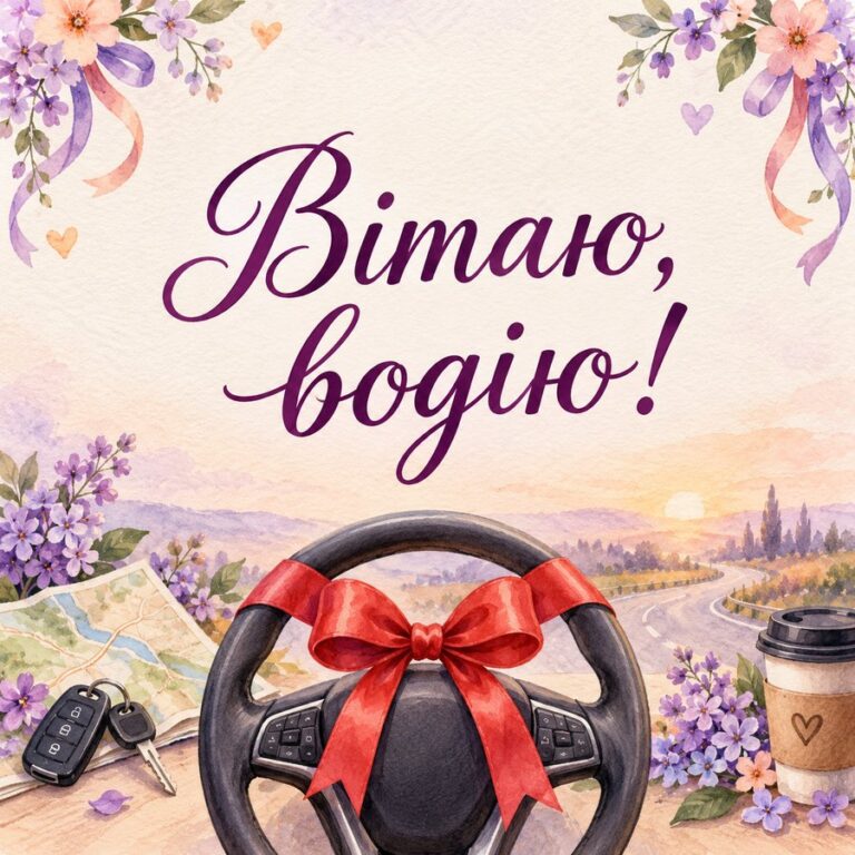 Вітаю, водію! - листівка з привітанням з Днем автомобіліста