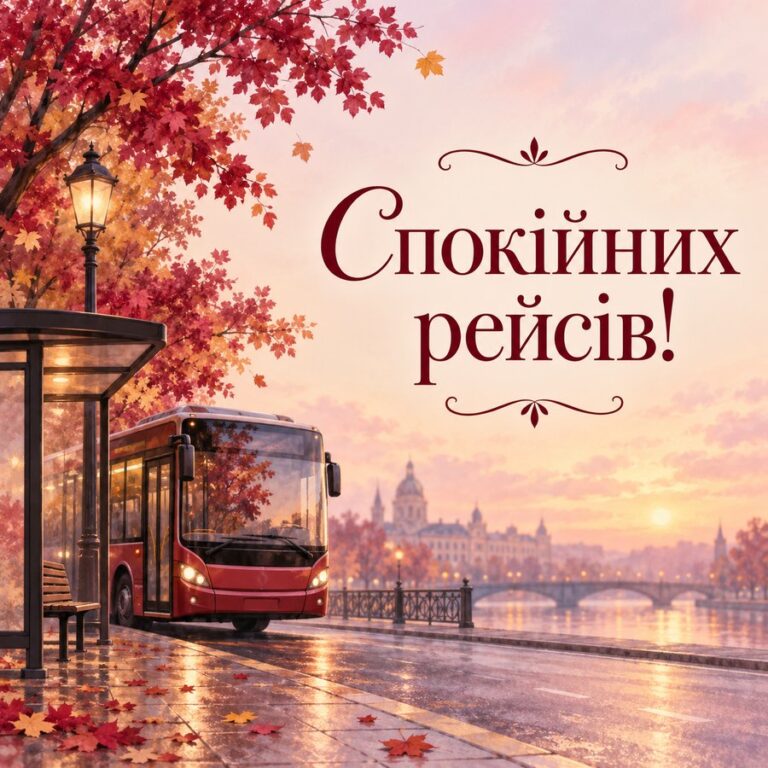 Спокійних рейсів! - листівка з привітанням з Днем автомобіліста