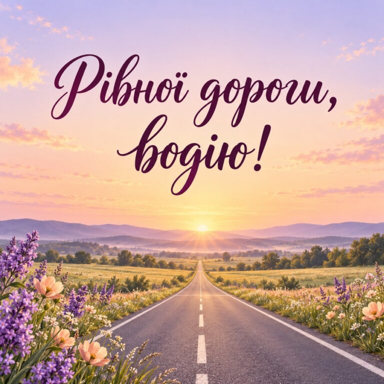 Рівної дороги, водію! - листівка з привітанням з Днем автомобіліста