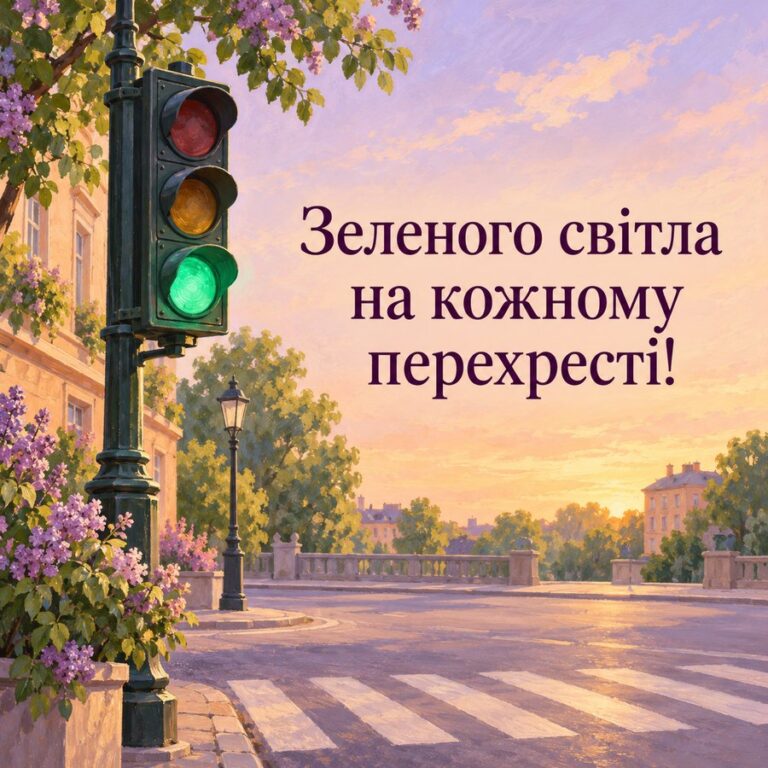 Зеленого світла на кожному перехресті! - листівка з привітанням з Днем автомобіліста
