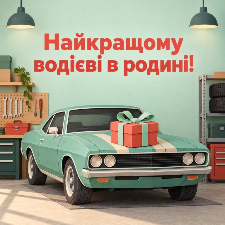 Найкращому водієві в родині! - листівка з привітанням з Днем автомобіліста
