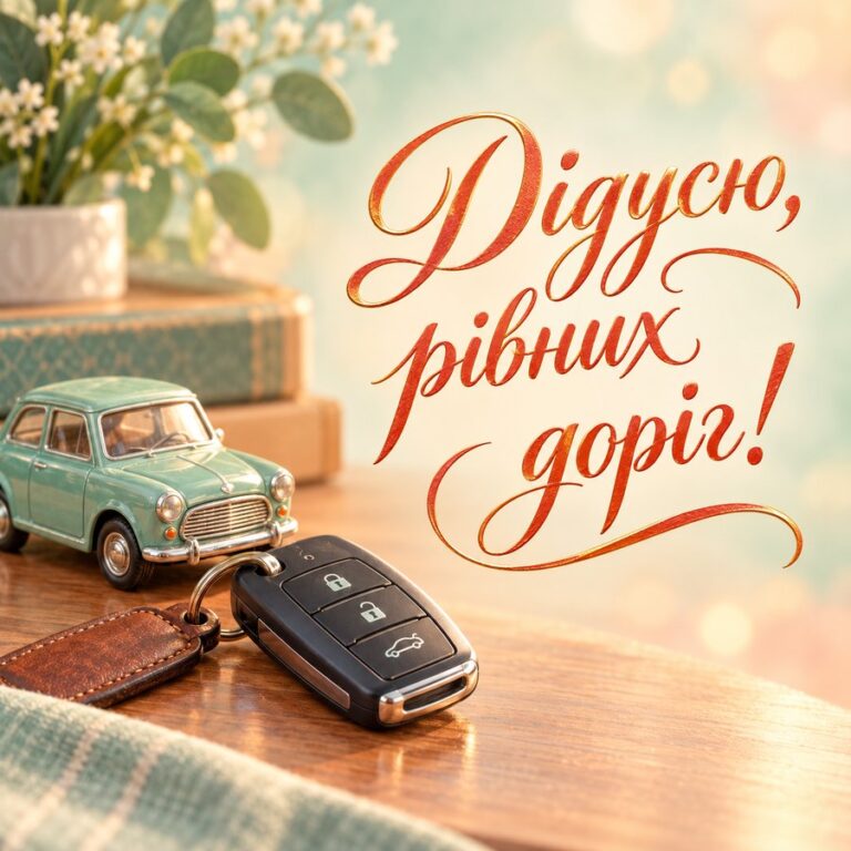 Дідусю, рівних доріг! - листівка з привітанням з Днем автомобіліста