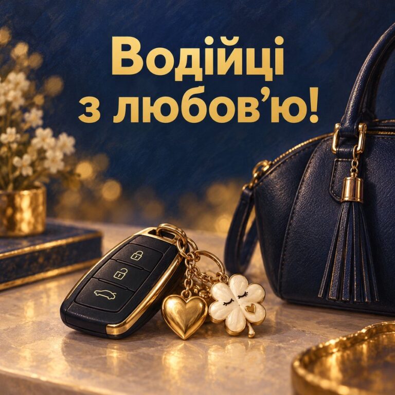 Водійці з любовʼю! - листівка з привітанням з Днем автомобіліста