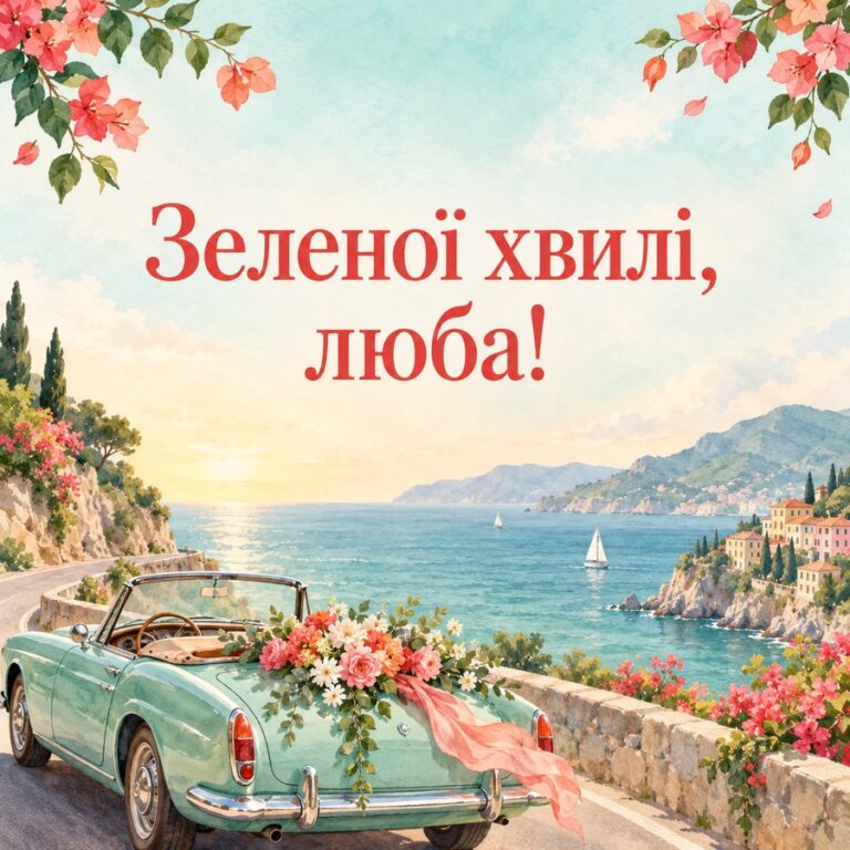 Зеленої хвилі, люба! - листівка з привітанням з Днем автомобіліста