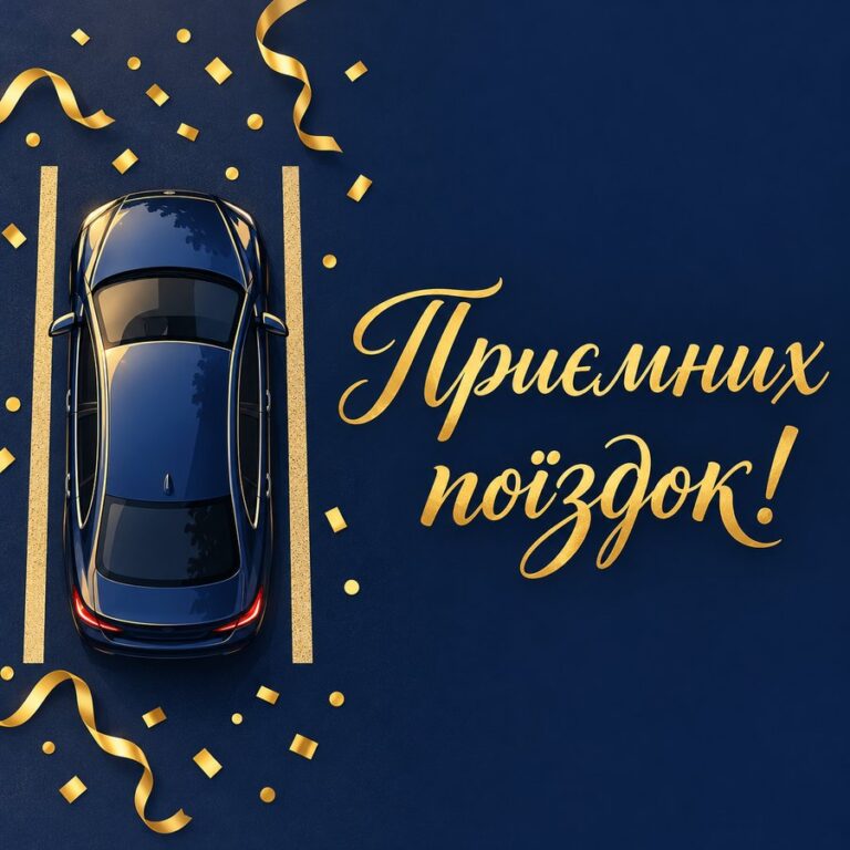 Приємних поїздок! - листівка з привітанням з Днем автомобіліста