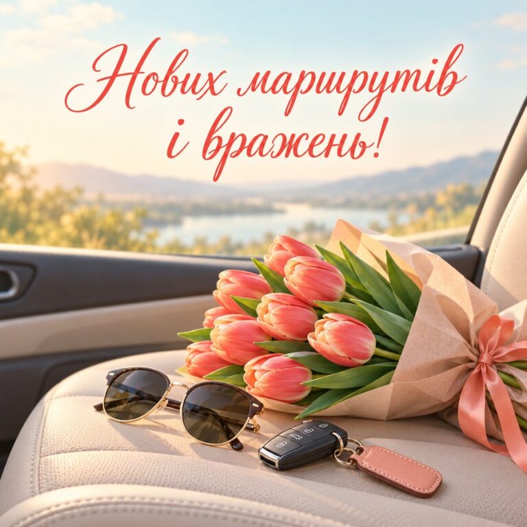 Нових маршрутів і вражень! - листівка з привітанням з Днем автомобіліста