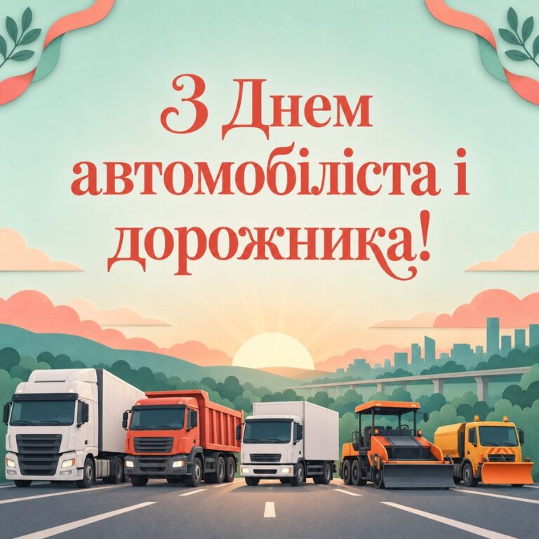 З Днем автомобіліста і дорожника! - листівка з привітанням з Днем автомобіліста