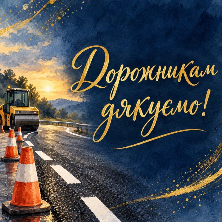 Дорожникам дякуємо! - листівка з привітанням з Днем автомобіліста