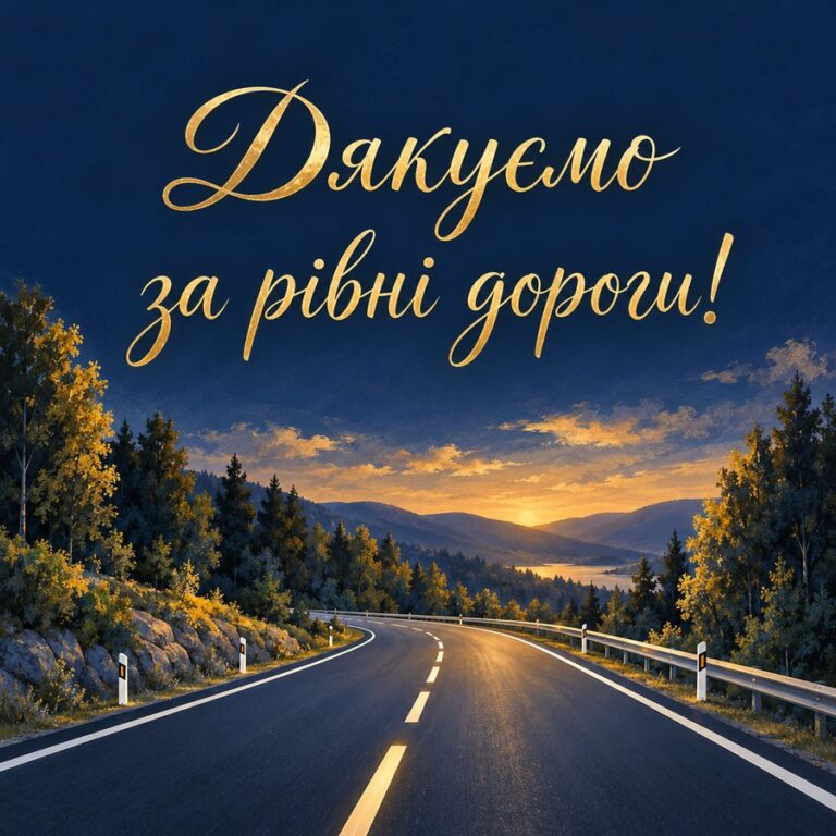 Дякуємо за рівні дороги! - листівка з привітанням з Днем автомобіліста