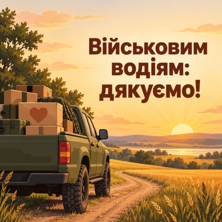 Військовим водіям: дякуємо! - листівка з привітанням з Днем автомобіліста