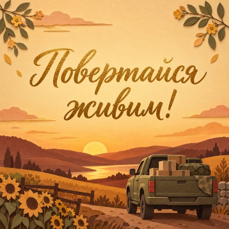 Повертайся живим! - листівка з привітанням з Днем автомобіліста