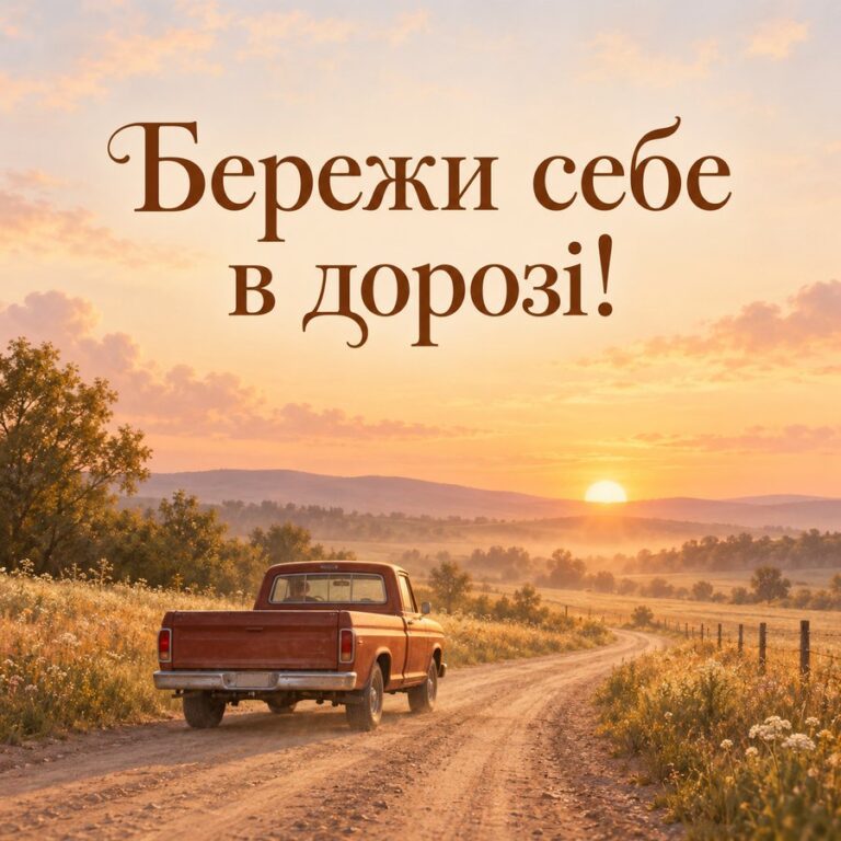 Бережи себе в дорозі! - листівка з привітанням з Днем автомобіліста