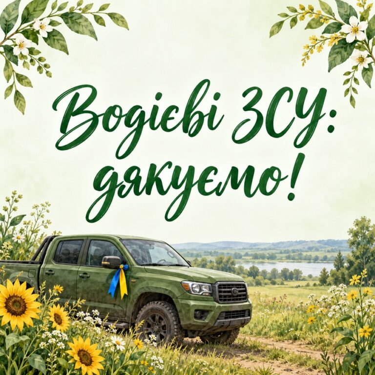 Водієві ЗСУ: дякуємо! - листівка з привітанням з Днем автомобіліста