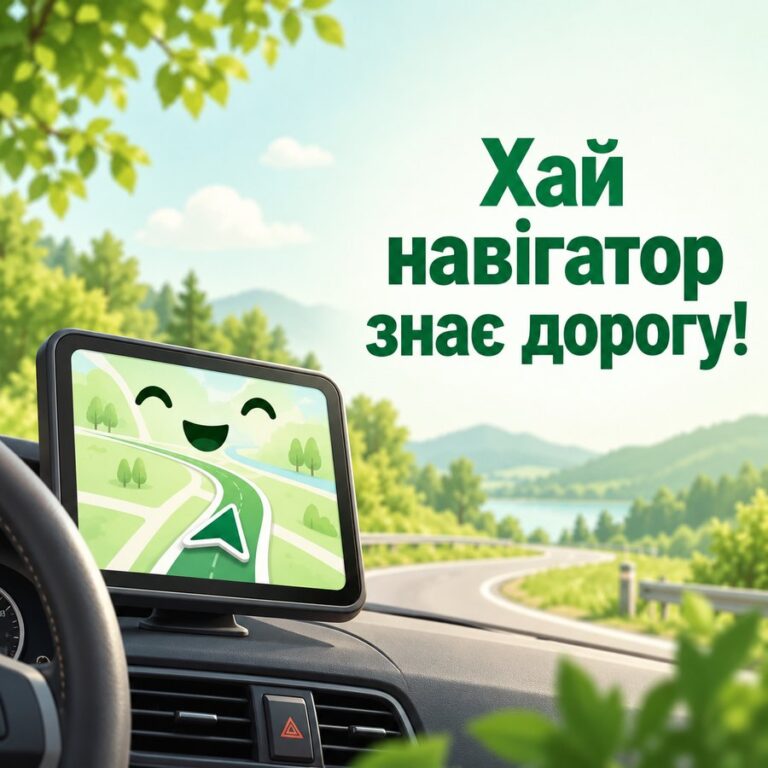 Хай навігатор знає дорогу! - листівка з привітанням з Днем автомобіліста