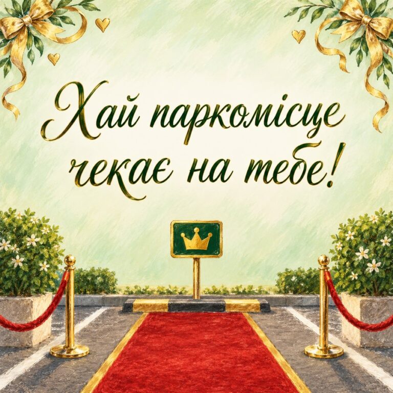 Хай паркомісце чекає на тебе! - листівка з привітанням з Днем автомобіліста