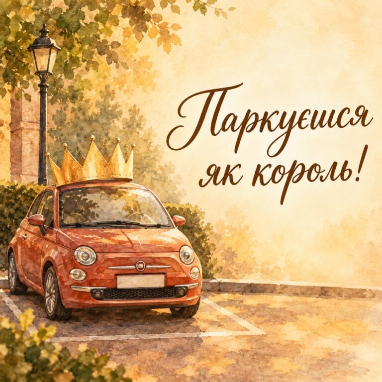 Паркуєшся як король! - листівка з привітанням з Днем автомобіліста
