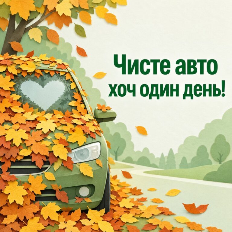 Чисте авто хоч один день! - листівка з привітанням з Днем автомобіліста
