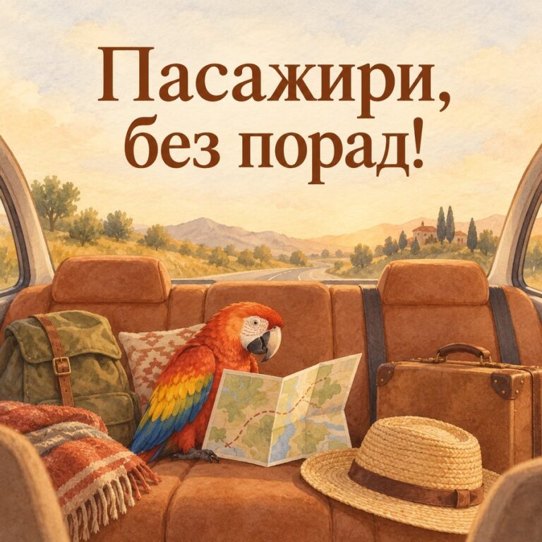 Пасажири, без порад! - листівка з привітанням з Днем автомобіліста