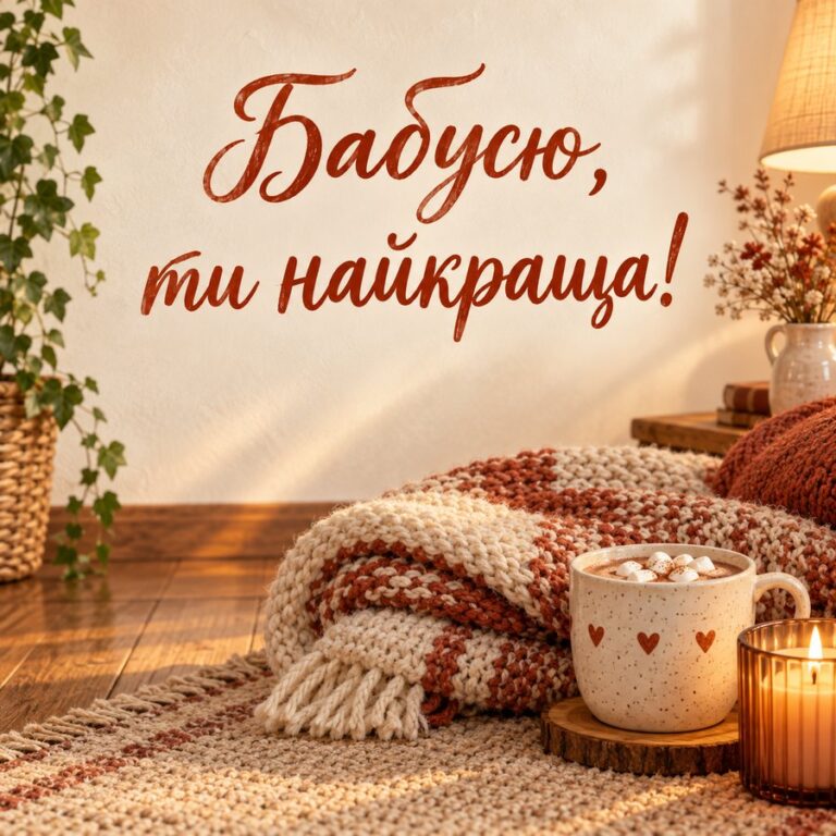Бабусю, ти найкраща! - листівка з привітанням з Днем народження бабусі